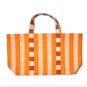 BONNIE AND NEIL STRIPE PINK TAN QUILTED TOTE BAG