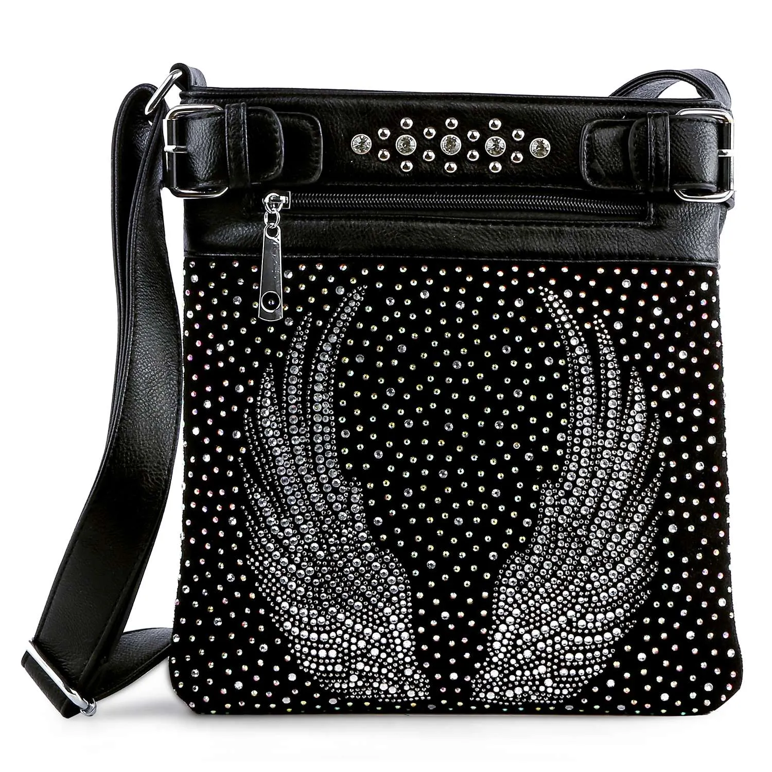 Elegant Daisy Rhinestone Crossbody Sling Bag – Stylish Bling Purse with Adjustable Strap & Multiple Pockets