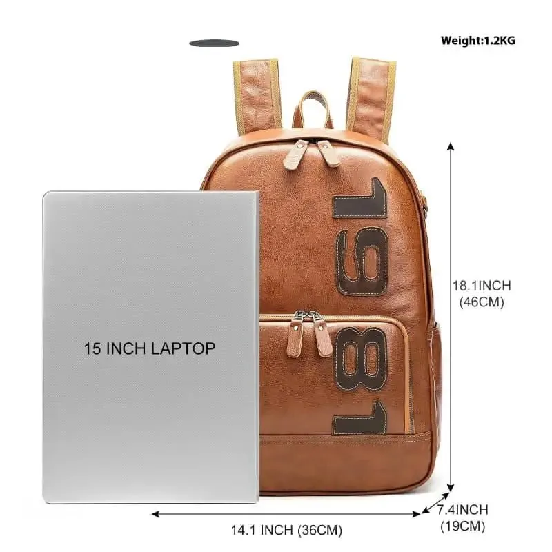 Leather Backpack cowhidee - Genuine Leather Men's Street Trend Backpack with 20-35L Capacity
