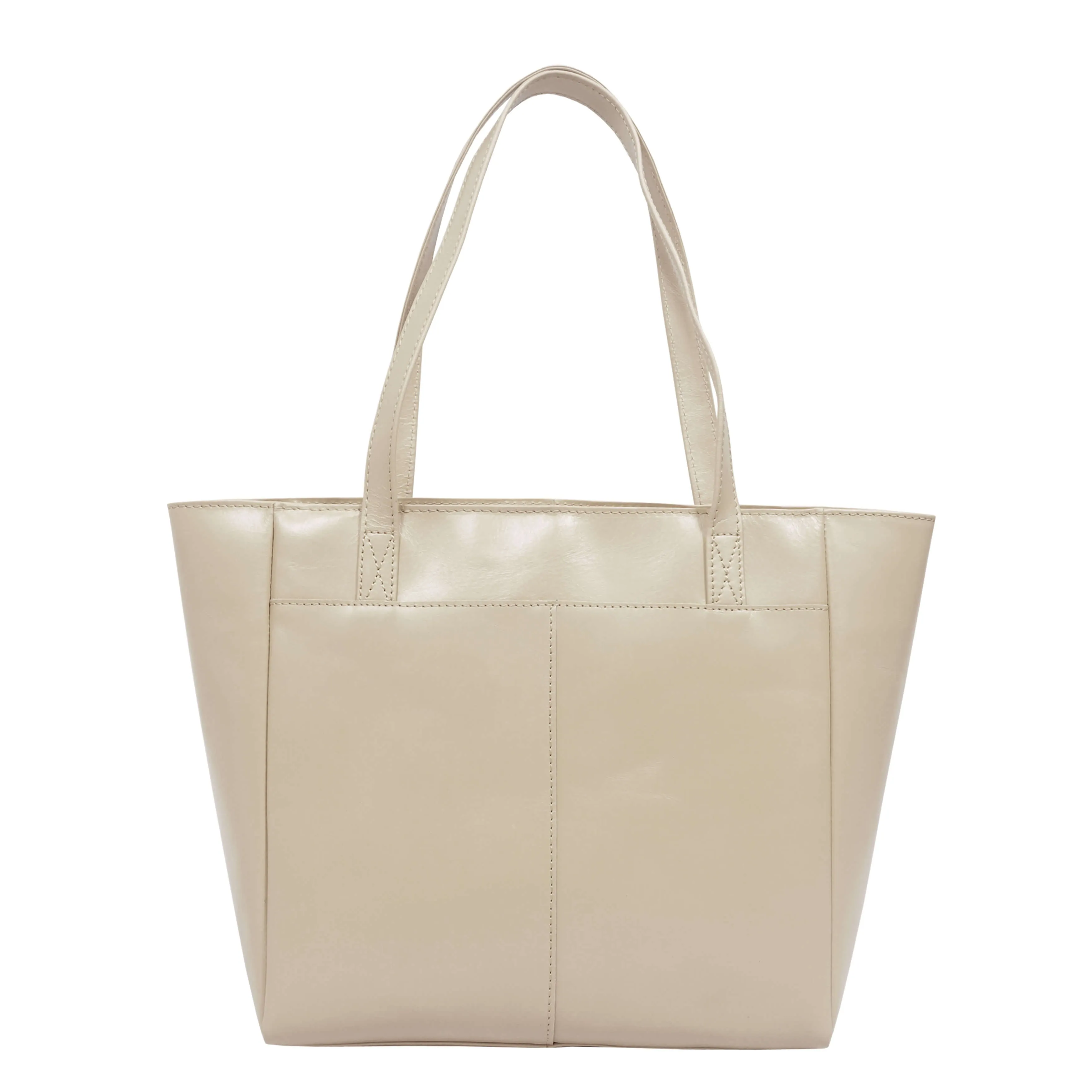 'LINDA' Nude Smooth Real Leather Unlined Tote Bag