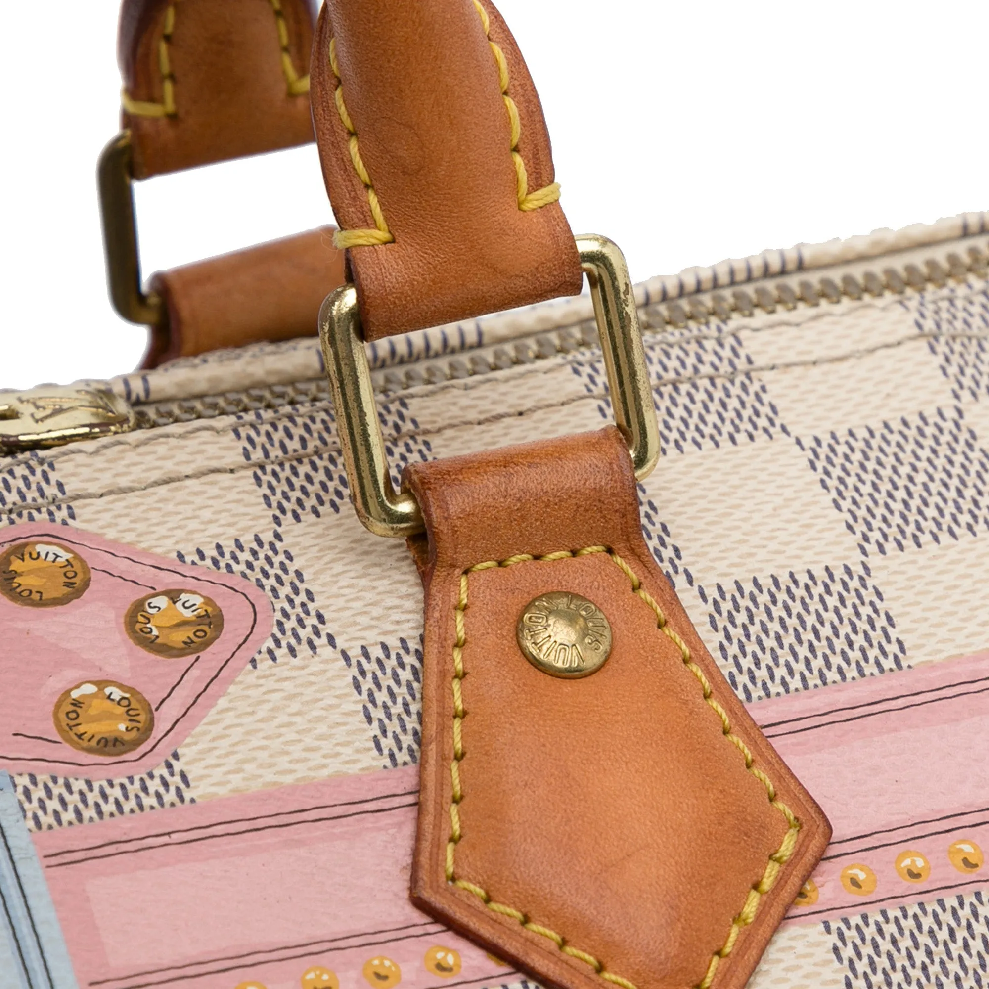 Trendy Inspired Louis Vuitton Summer Trunks Speedy Bandoulière 30 Damier Azur Canvas Limited Edition