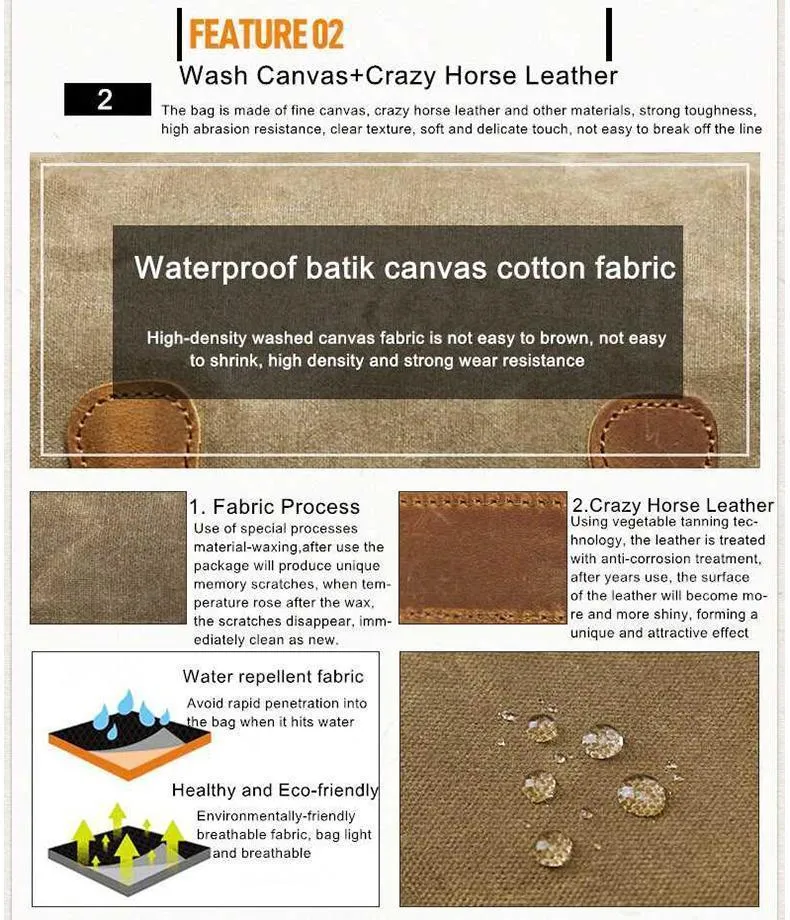 Vintage Outdoor Waterproof Camera Bag Backpack