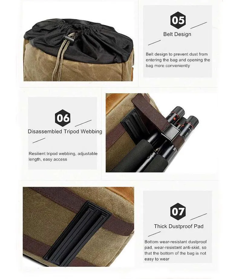 Vintage Outdoor Waterproof Camera Bag Backpack